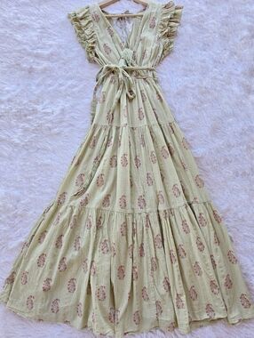 knee length dresses for ladies Carwen Cotton Mixed Print Maxi Dress Pink Bliss / 0 main image 0